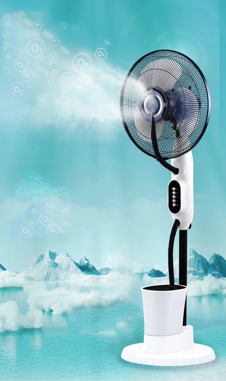 16-Inch Water Mist Standing Fan – 3-Speed Pedestal Cooling Fan Misting Pedestal Fan SPOT