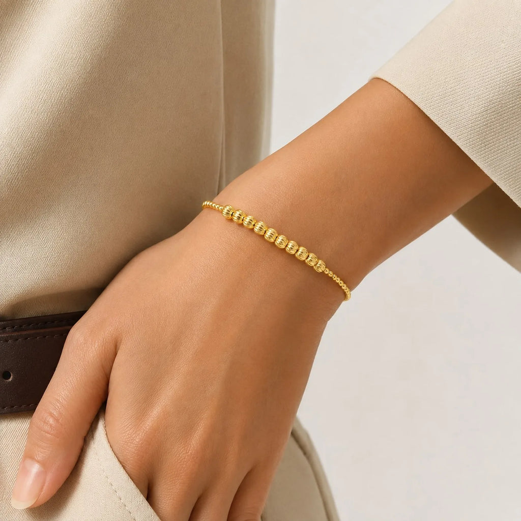 Gold Beaded Bracelet – Copper Stretch Stackable Women's Jewelry Beaded Bracelet SPOT
