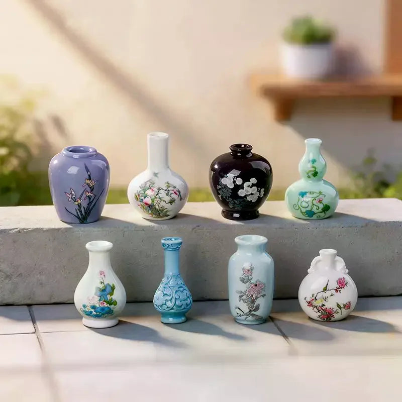 8-Pack Mini Resin Vase Set – Micro Landscape Desktop Decor Decorative Vase Set SPOT