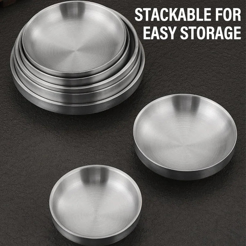 Stainless Steel Double-Layer Dipping Bowl & Sauce Dish Serving Dish SPOT