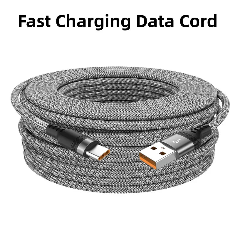 6A USB-C Fast Charging Cable – Braided, 1M to 8M Lengths USB-C Charging Cable SPOT Grey 1m