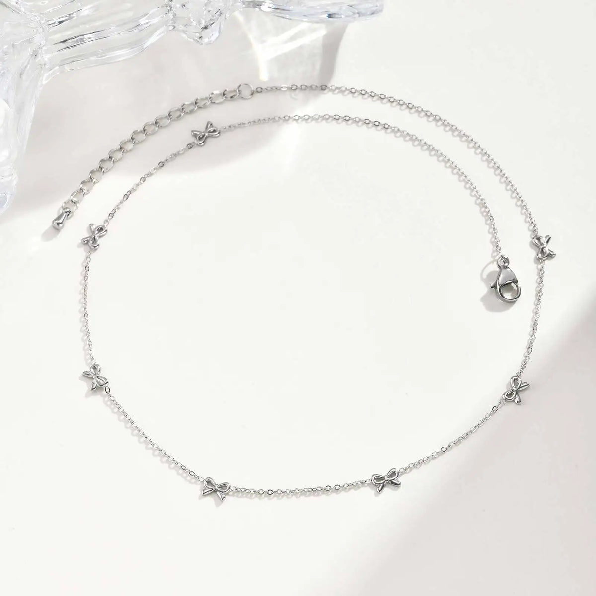 Dainty Bow Necklace – Silver Bowknot Choker for Women Bow Choker Necklace SPOT
