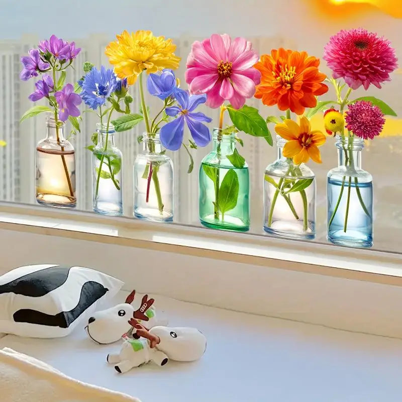 Wildflower Static Cling Window Stickers – No-Adhesive PVC Decals Window Cling Decals SPOT