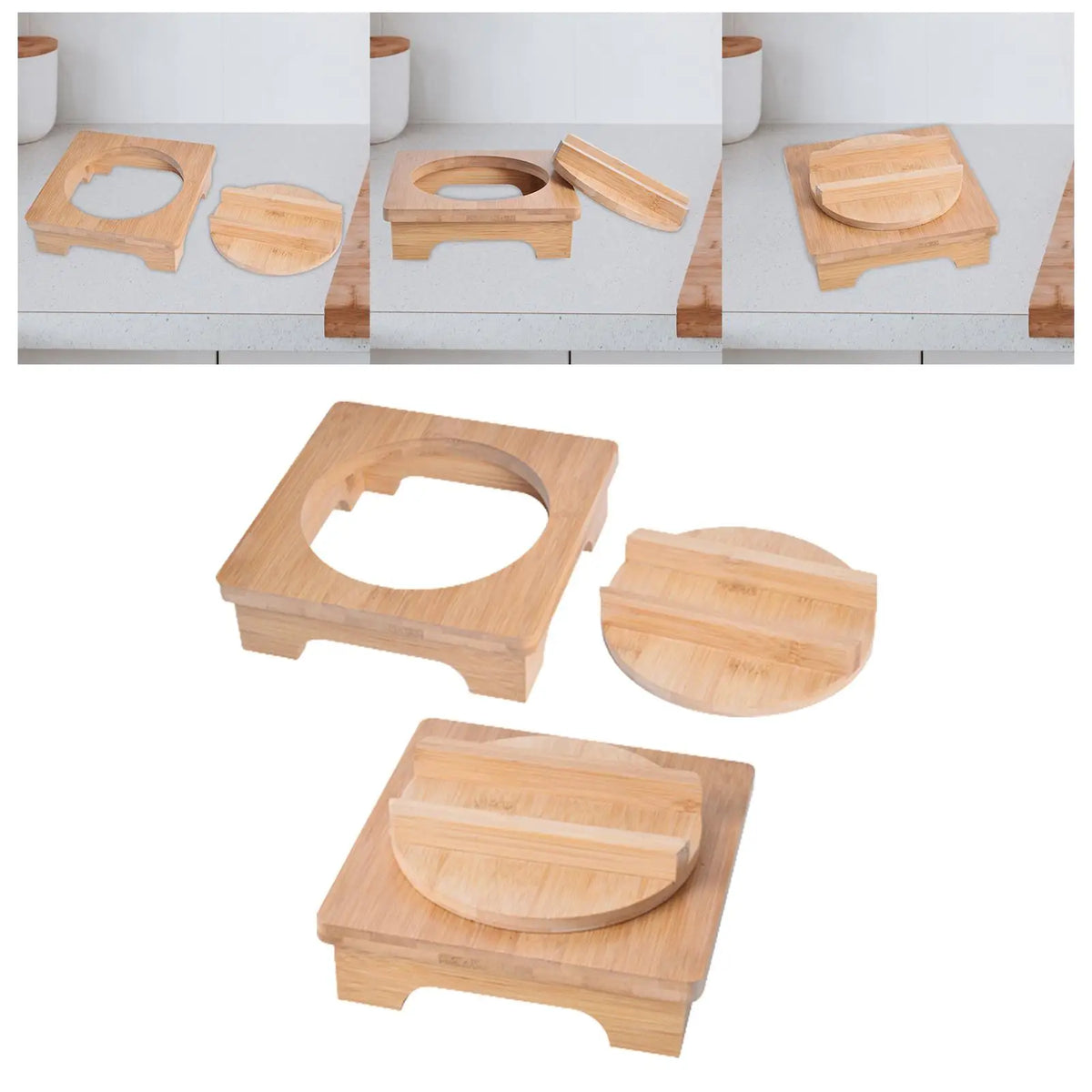 Wooden Trivet & Pot Cover Set – Heat-Safe Kitchen Pad Wooden Trivet Set SPOT