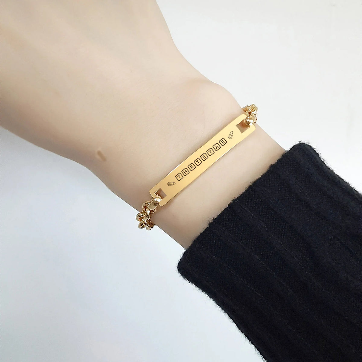 Engraved Name Bar Bracelet – Custom Gold Plated Gift for Women Personalized Bracelet SPOT