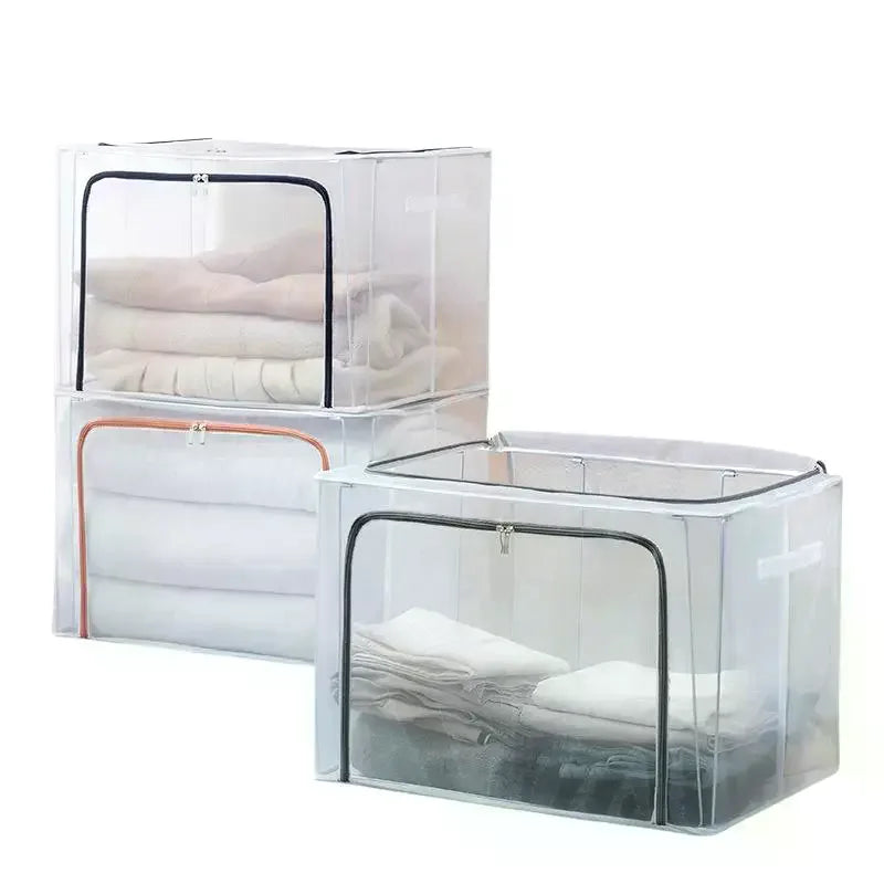 24L Foldable Waterproof Storage Box – Transparent Clothes Organizer Foldable Storage Box SPOT