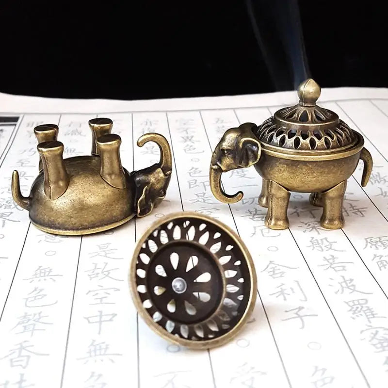 Ancient Elephant Lotus Metal Incense Burner – Yoga Home Decor Incense Burner SPOT