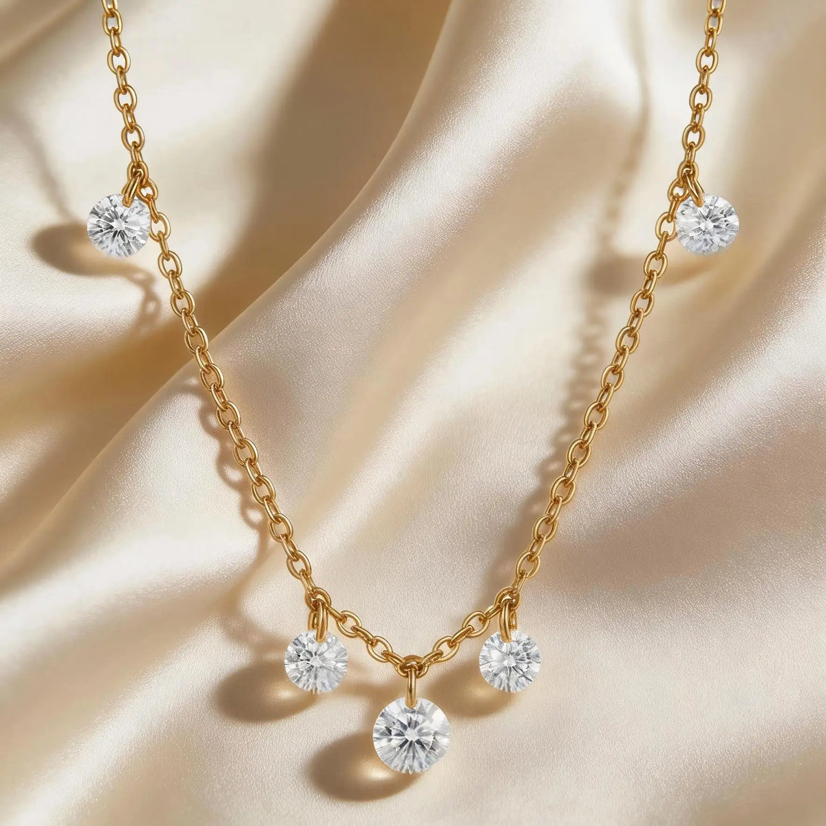 Cubic Zirconia Solitaire Pendant Necklace – 18K Gold Plated Pendant Necklace SPOT Default Title