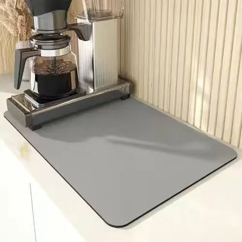 Diatomaceous Earth Kitchen Drying Mat – Non-Slip, Fast Absorb Kitchen Drying Mat SPOT Light gray L