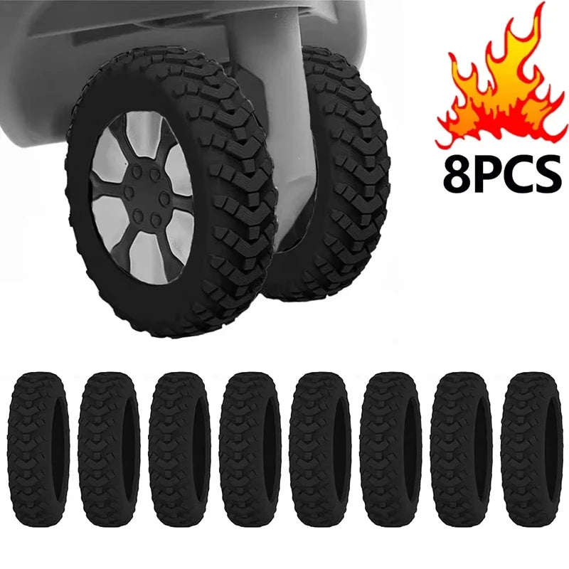 8-Pack Silicone Luggage Wheel Covers – Quiet Caster Protectors Luggage Wheel Covers SPOT black-8Pcs