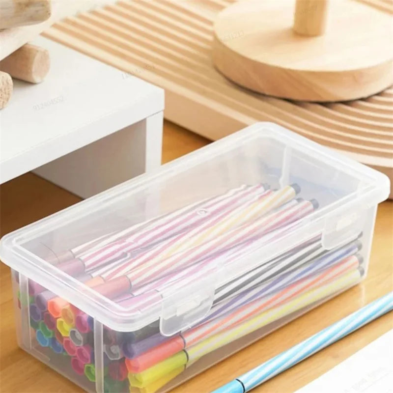 Large Transparent Pencil Box – Stackable PP Stationery Organizer Pencil Case Box SPOT