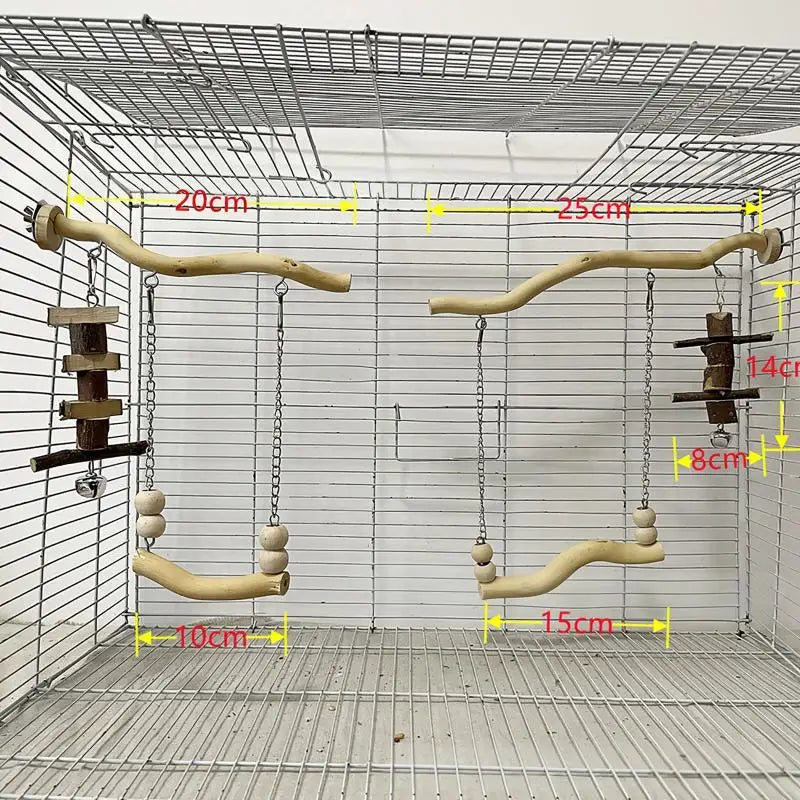Parrot Suspension Bridge Swing Toy – Natural Wood Bird Perch Bird Swing Toy SPOT