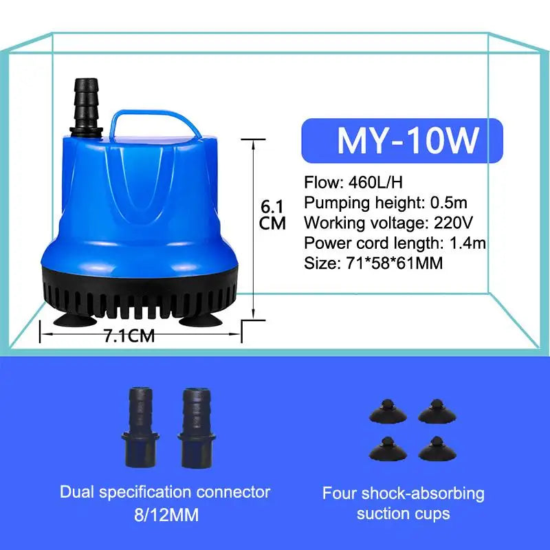 Submersible Aquarium Water Pump – 360° Bottom Suction Filter Aquarium Water Pump SPOT 10W-A Type