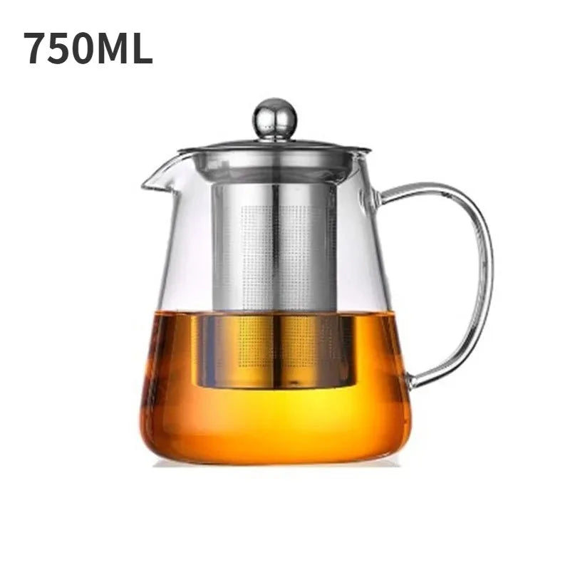 Borosilicate Glass Teapot with Stainless Steel Infuser 1L Glass Teapot SPOT 750ml
