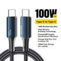 Essager 100W USB-C to USB-C Fast Charging Braided Cable USB-C Charging Cable SPOT Blue 3m