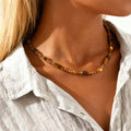Natural Tiger Eye Boho Pendant Necklace – Layered Collarbone Pendant Necklace SPOT Default Title