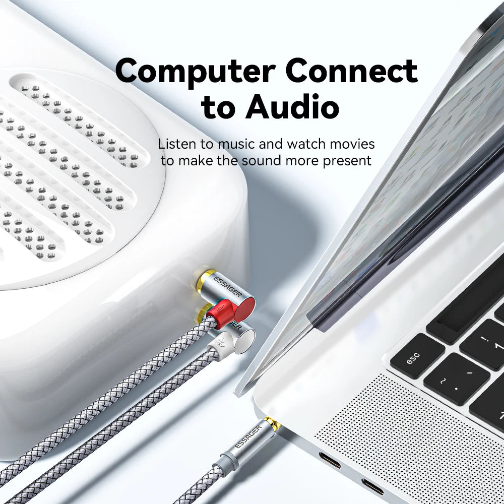 Essager 90° 3.5mm to 2RCA Splitter Audio Cable | 1–5M RCA Audio Cable SPOT