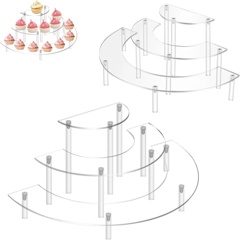 3-Tier Half Moon Acrylic Display Stand – Desserts & Cosmetics Acrylic Display Stand SPOT