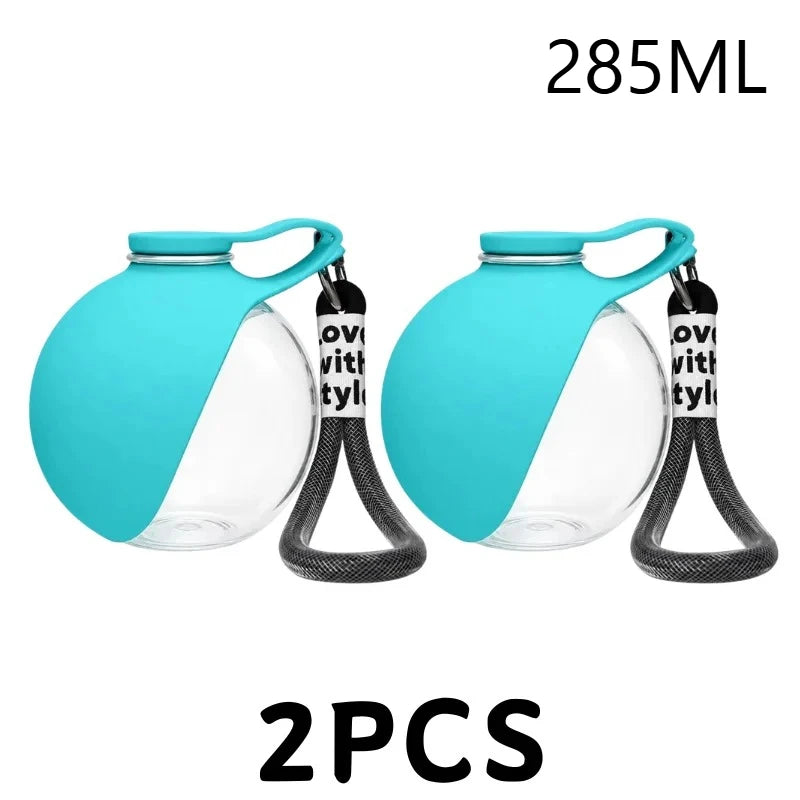 285ml Leak-Proof Dog Travel Water Bottle with Silicone Bowl Dog Travel Water Bottle SPOT Blue 2PCS
