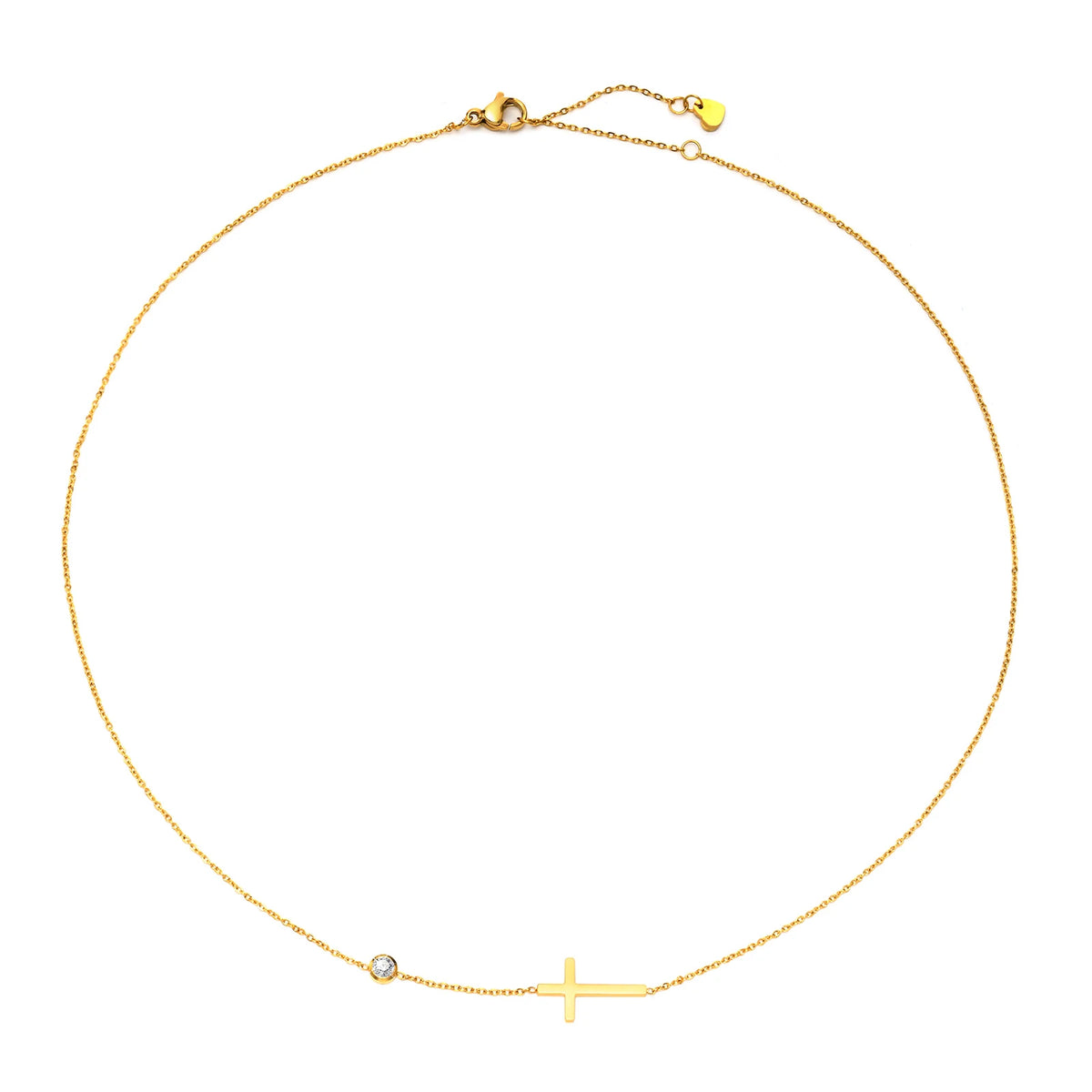 Petite Sideways Cross Necklace – Stainless Steel Gold & Silver Cross Pendant Necklace SPOT
