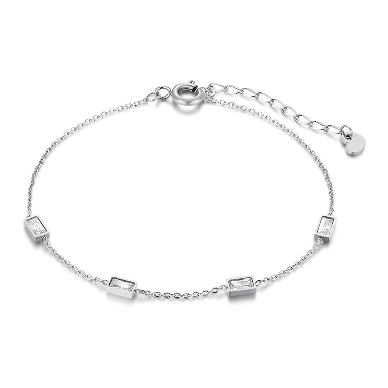 Cubic Zirconia Stainless Steel Link Chain Bracelet for Women Chain Link Bracelet SPOT silver color