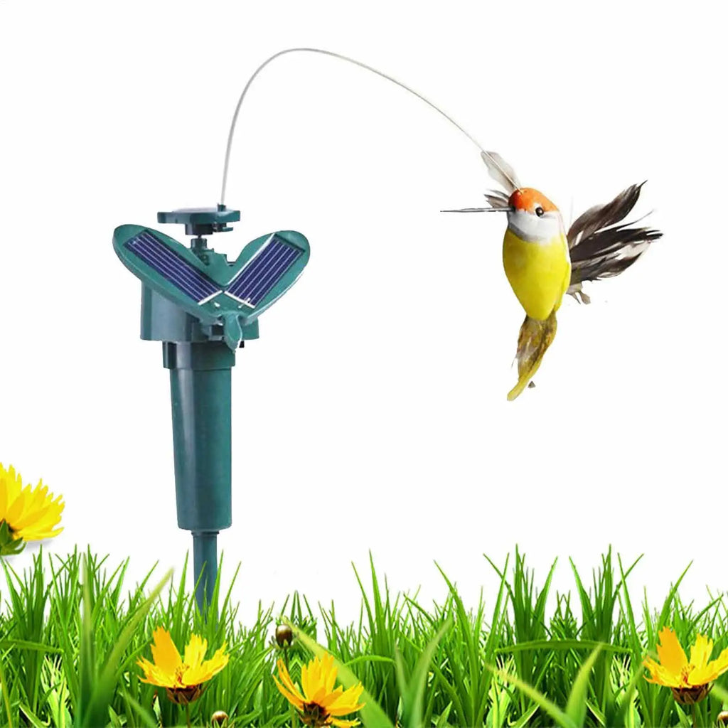 Solar Fluttering Hummingbird Garden Stake – Dual Power Décor Solar Garden Ornament SPOT