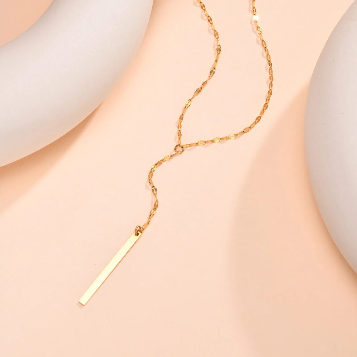 Meaeguet Y Lariat Necklace – Gold Bar Pendant, Stainless Steel Lariat Necklace SPOT