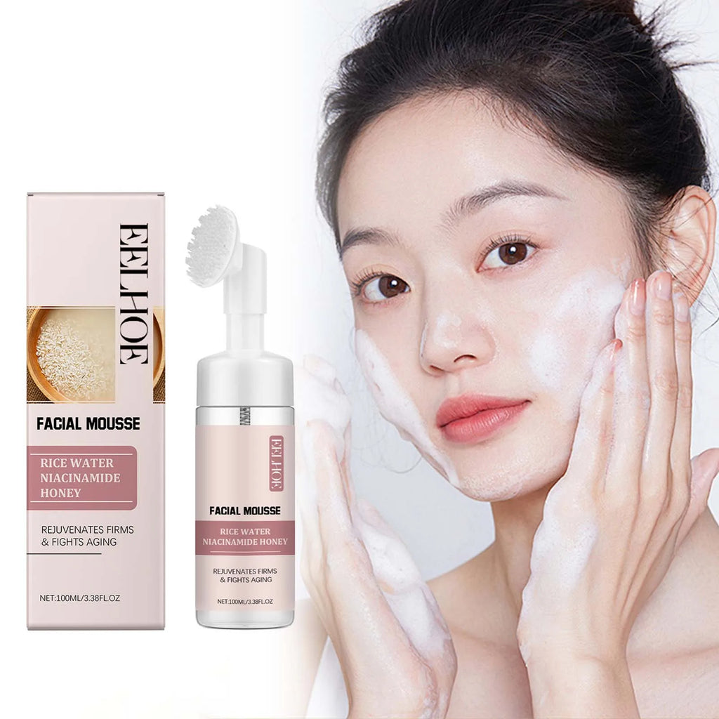EELHOE Rice Water Cleansing Mousse – Brightening Foam Face Wash Foaming Facial Cleanser SPOT
