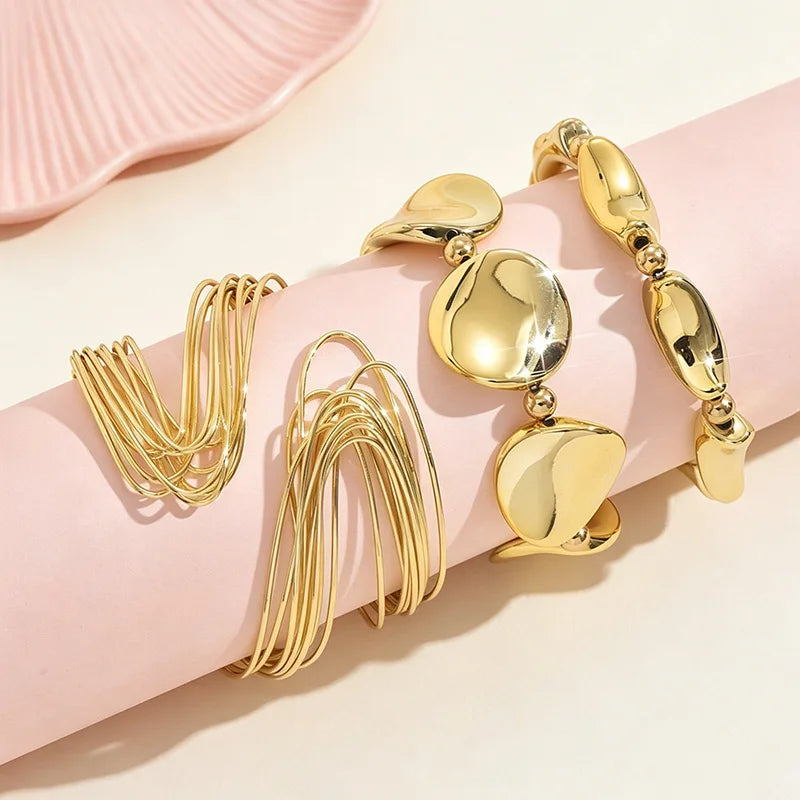 3-Piece Gold Stackable Bangles Set for Women – Adjustable Cuff Stackable Bangles Set SPOT