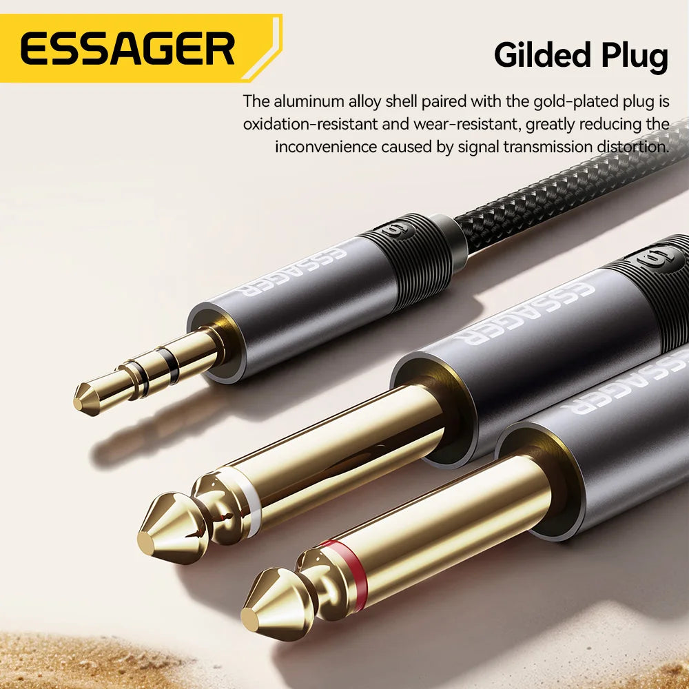 ESSAGER 3.5mm to Dual 6.35mm TRS Y-Splitter Stereo Audio Cable Audio Splitter Cable SPOT