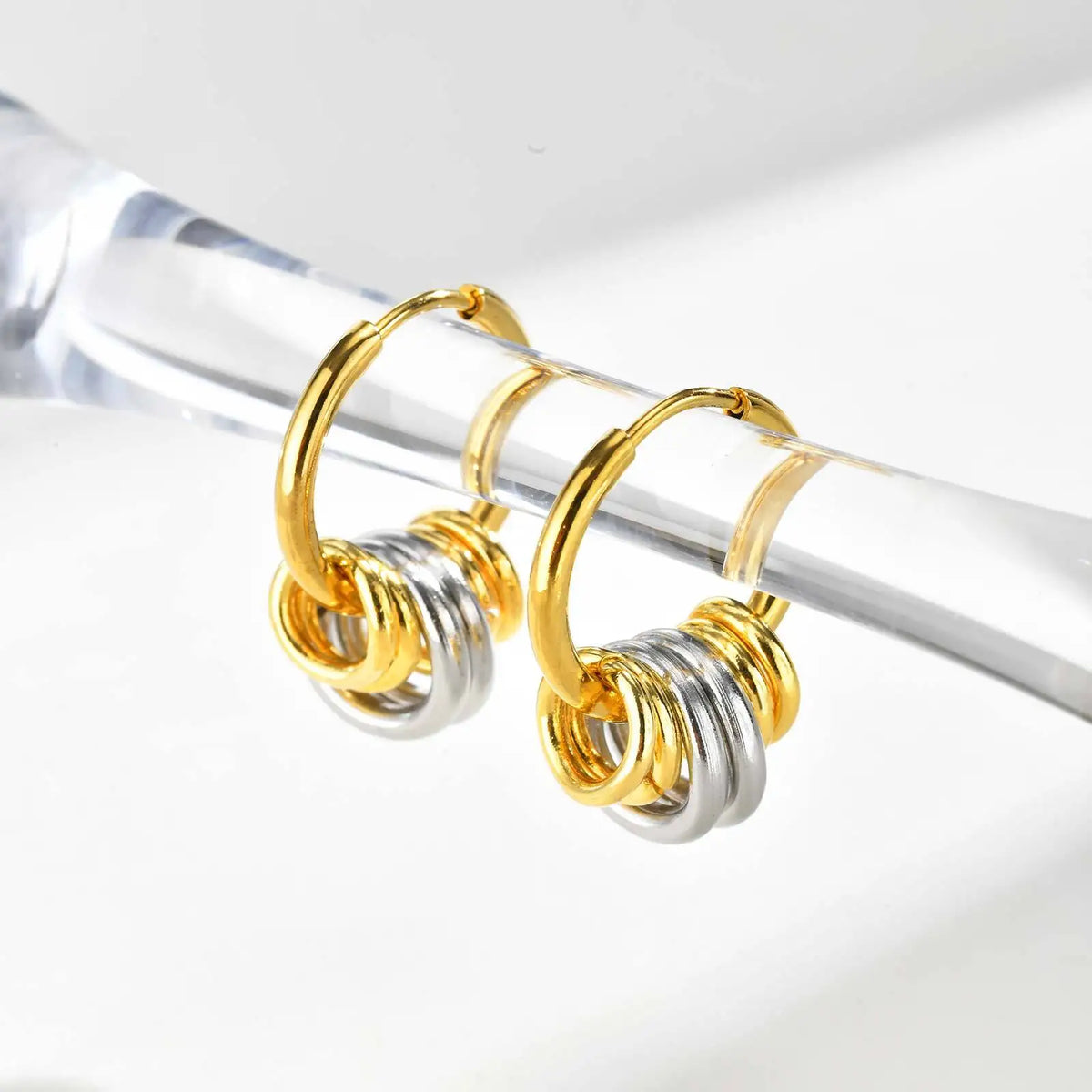 Two-Tone Stainless Steel Hoop Earrings – Gold & Silver Hoop Earrings SPOT