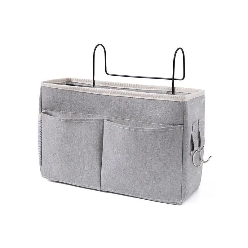 Cotton Linen Bedside Hanging Organizer – Multi-Pocket Bedside Hanging Organizer SPOT grey
