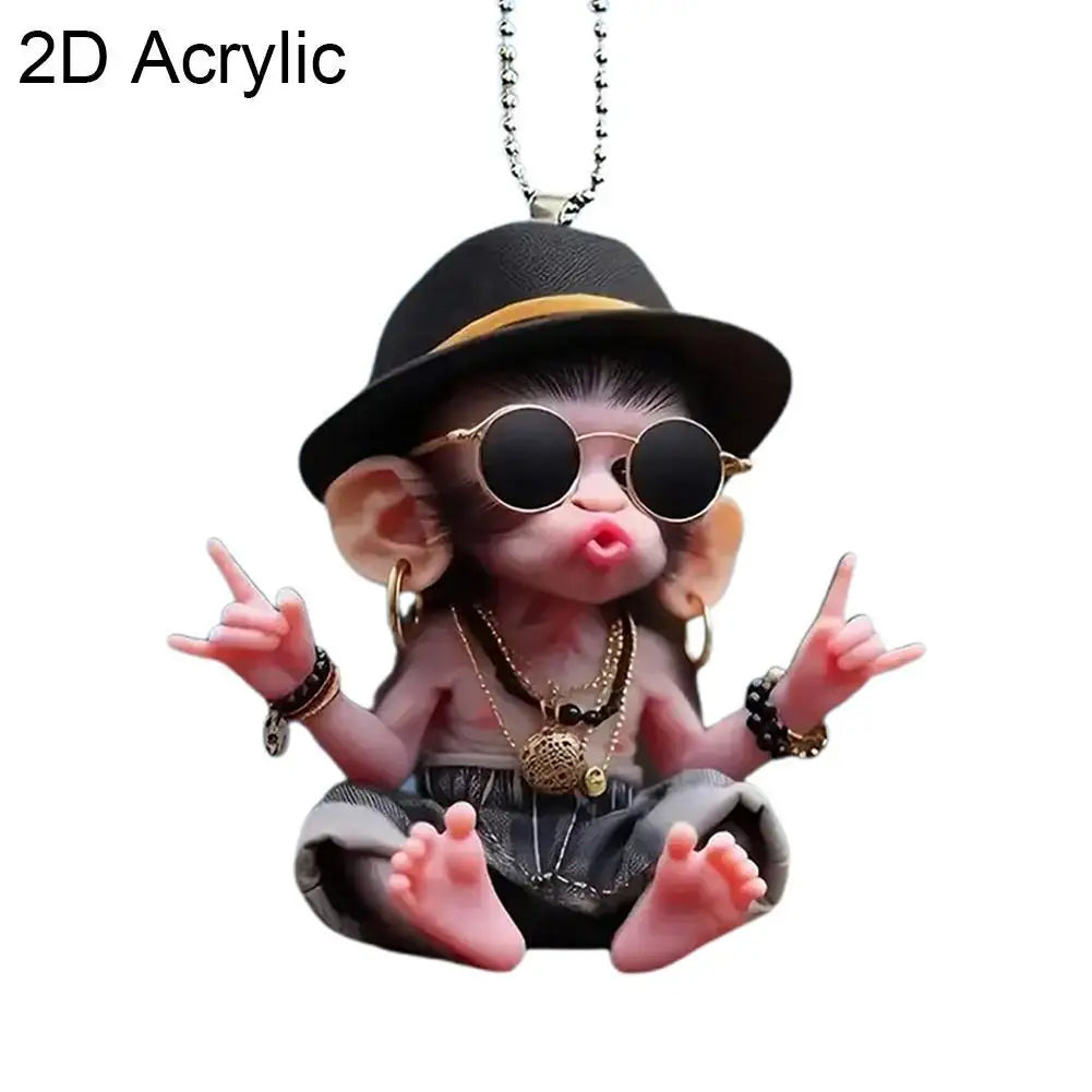 Acrylic Monkey Car Pendant – Rearview Mirror Hanging Ornament Car Hanging Ornament SPOT 1PC