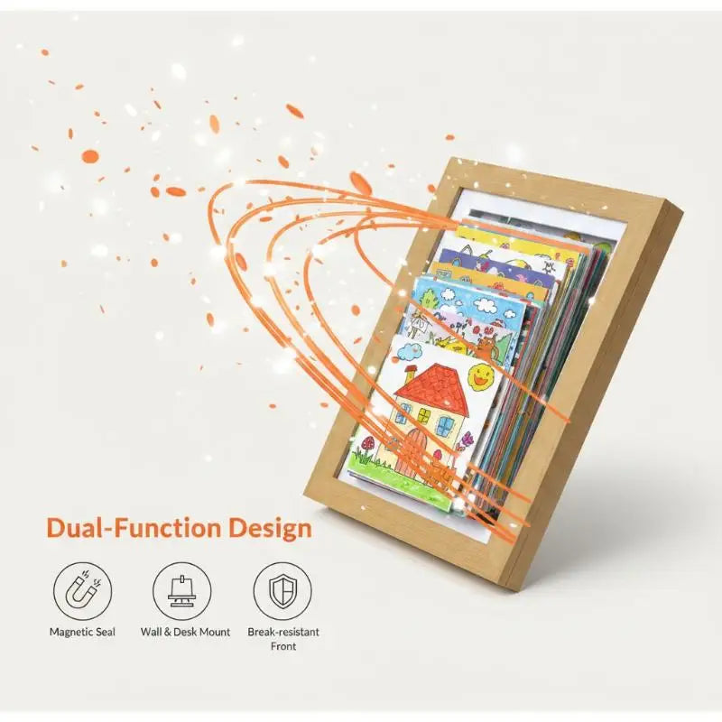 Front-Opening Kids Art Frame – Holds 50+ Artworks, White Kids Art Display Frame SPOT
