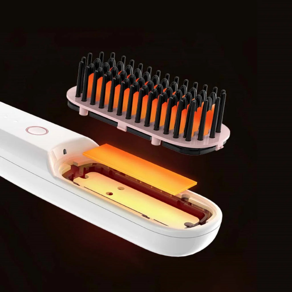 Wireless Ionic Hair Straightener Brush – USB Rechargeable Hair Straightener Brush SPOT