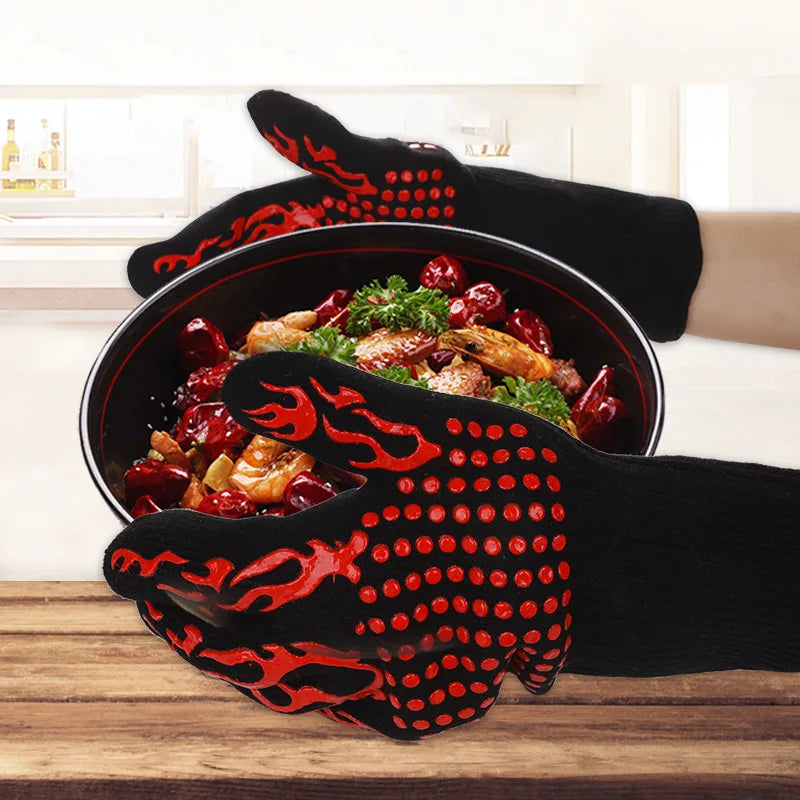 Silicone BBQ Gloves – Heat-Resistant Oven Mitts Non-Slip BBQ Oven Mitts SPOT
