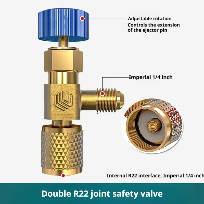 R410A R22 Brass Safety Valve Adapter for HVAC AC Systems HVAC Valve Adapter SPOT