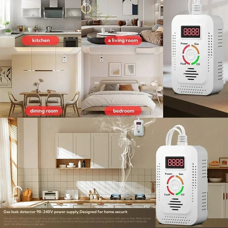 Gas & CO Detector LCD Display – Combustible Gas Alarm EU Plug Gas CO Detector SPOT
