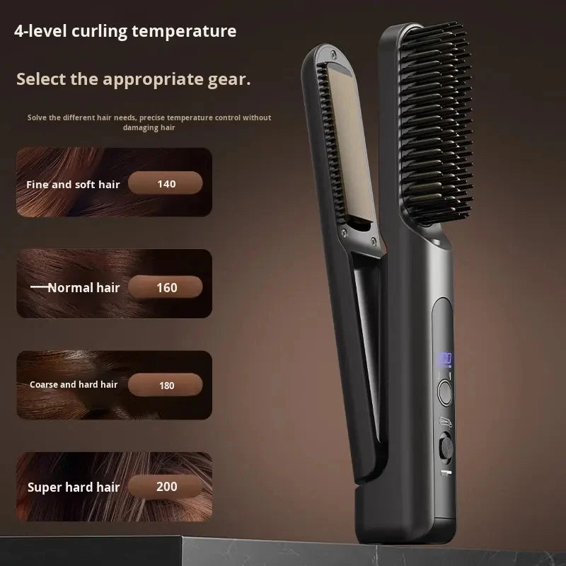 Cordless 2-in-1 Hair Straightener Comb & Flat Iron – USB Travel Hair Straightener Brush SPOT