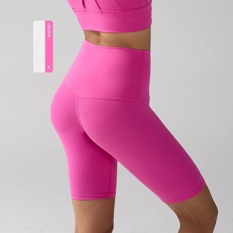 Women's High-Waist Yoga Shorts – Quick-Dry Squat-Proof Yoga Shorts SPOT Dragon Fruit M