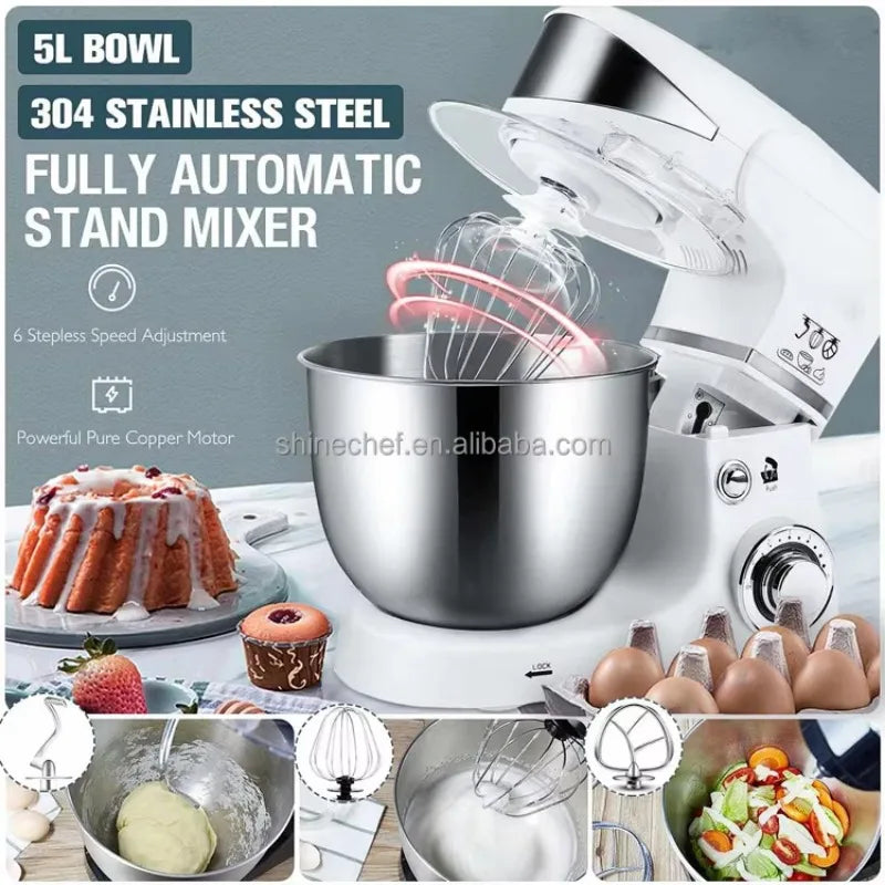 1000W Stand Mixer 5L Stainless Bowl – 6-Speed Tilt-Head Electric Stand Mixer SPOT