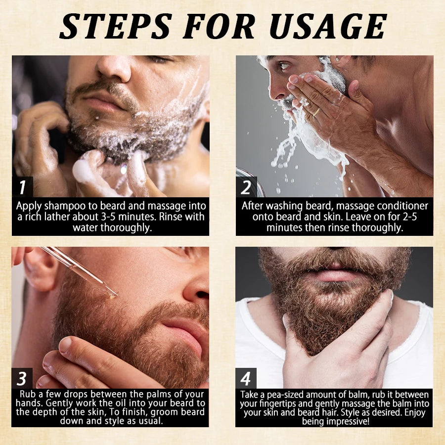 Men's 4-Piece Beard Care Gift Set – Wash, Oil, Balm & Conditioner Beard Care Gift Set SPOT