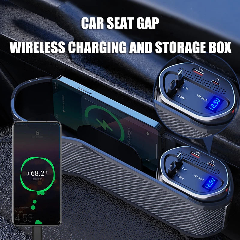 Wireless Charging Car Seat Gap Organizer – 40W USB-C Console Car Console Organizer SPOT