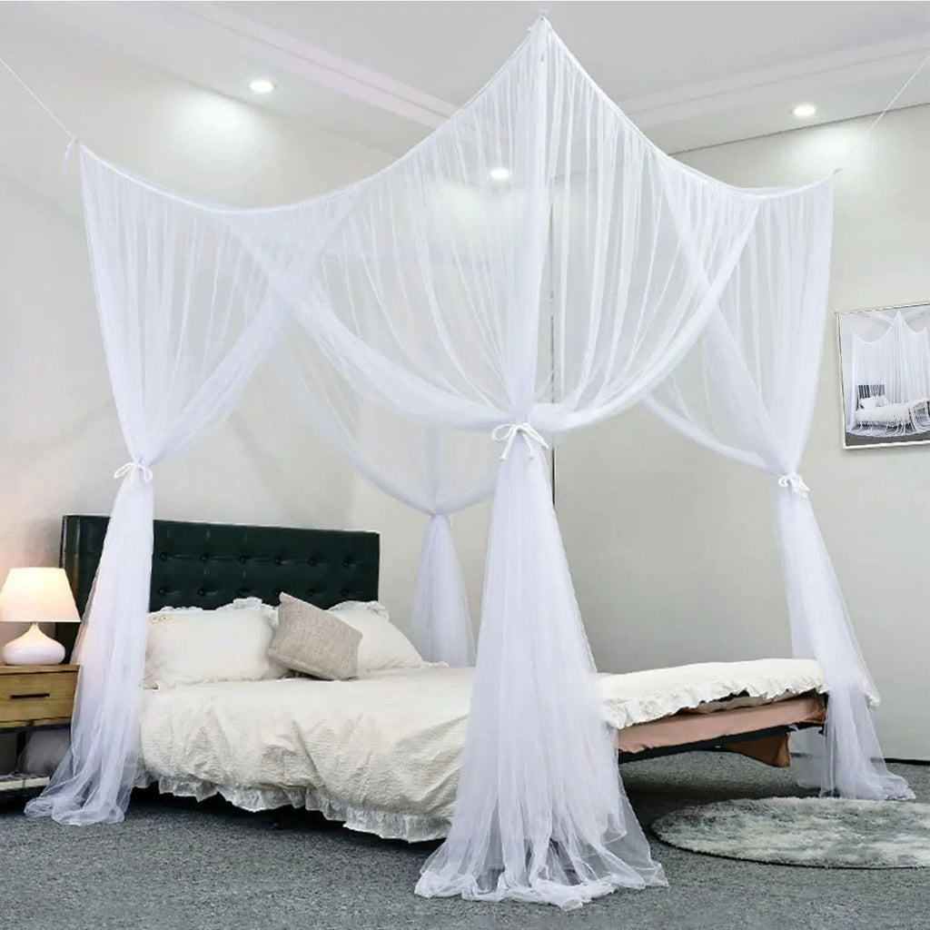 Floor-to-Ceiling Mosquito Net Canopy – Double Opening, All Sizes Bed Mosquito Net SPOT WHITE