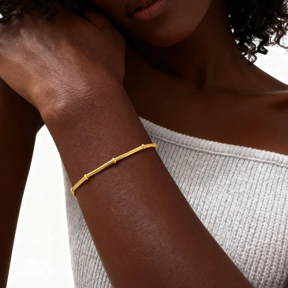 18K Gold Plated Snake Bead Chain Bracelet for Women Chain Link Bracelet SPOT