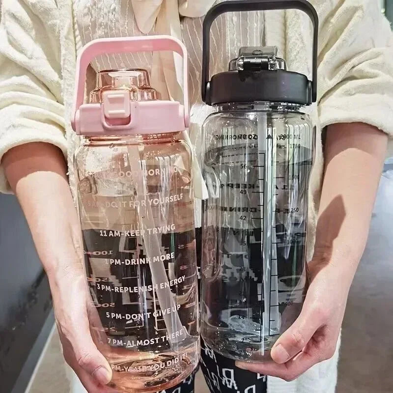 2L Water Bottle with Straw & Time Marker – Sports & Fitness Sports Water Bottle SPOT