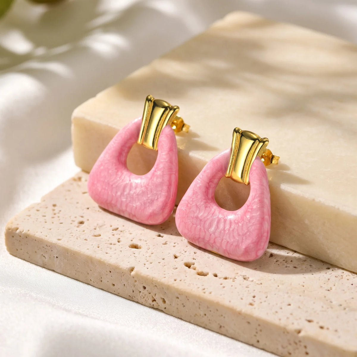 Pink Enamel Stud Earrings – Stainless Steel Floral & Butterfly Stud Earrings SPOT