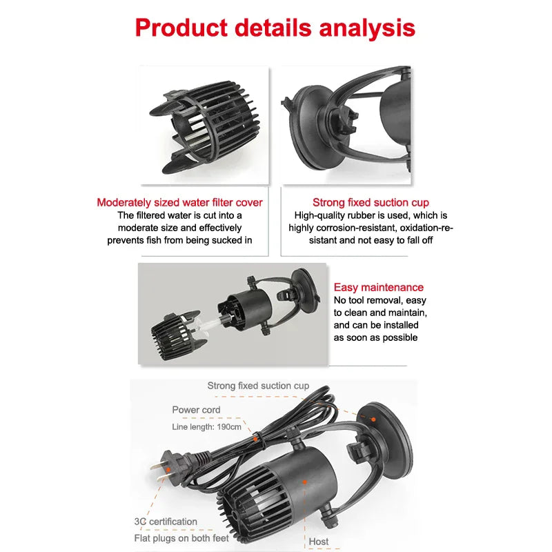 JETTING 3W Wavemaker Pump – Aquarium Fish Tank Circulation Aquarium Wavemaker Pump SPOT