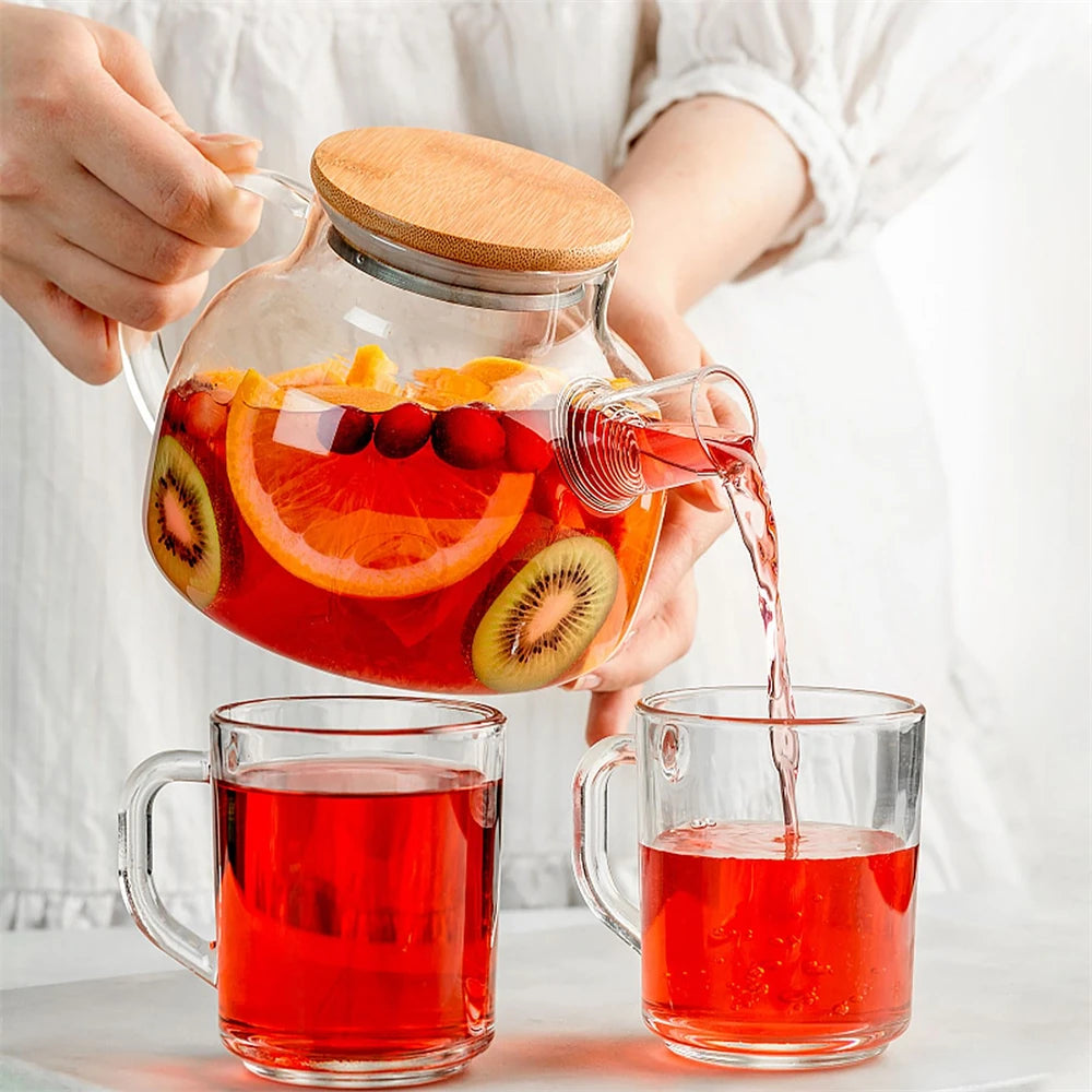 Borosilicate Glass Teapot 1L/1.8L – Bamboo Lid & Filter Glass Teapot SPOT
