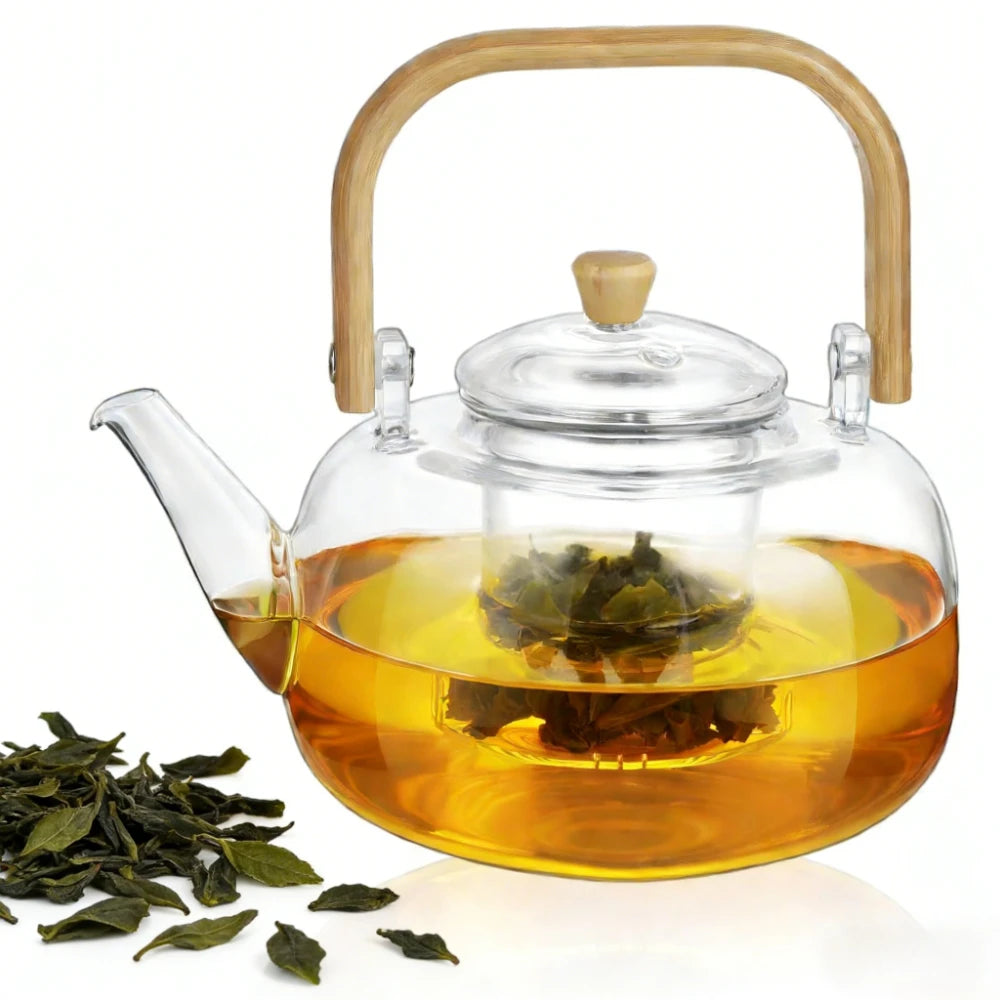 Clear Glass Teapot with Infuser – 1L Stovetop Safe Tea Maker Glass Teapot SPOT